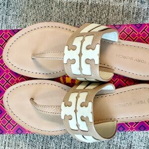Tory Burch Beige and Cream Sandals